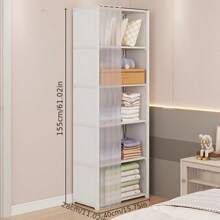 1pc Simple Wardrobe Open Closet Free Standing Garment Rack, Compact Dust-Proof Clothes Organizer With Multiple Shelves, Easy Assembly, Bedroom Storage, Black Independent Wardrobe With Transparent Door And Open Top Shelf, Fashion Black Finish, Sturdy Structure, Clothing Storage Box