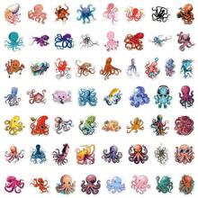 55 piezas Pegatinas lindas de pulpo, pegatinas divertidas de criaturas marinas de dibujos animados, pegatinas de tema oceánico, decoraciones artísticas a prueba de agua para sobres, botellas de agua, computadoras, portátiles, teléfonos, equipaje, cuadernos, refrigeradores