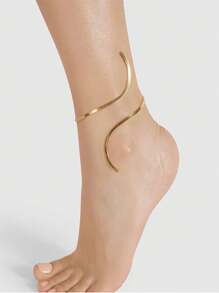 1Pc Stylish S-Shape Foot Jewelry Anklet, Elegant Vintage Layered Design For Women, Suitable For Daily Wear And Holidays Gift
