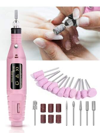 Professionele elektrische nagelboormachine, nagelvijl, manicureset, geluidsarme gel-kunstremover, pedicure-instrument, glazuurpolijstmachine, polijstmachine, diverse elektrische nagelboorbits, veelzijdige nagelkunstapparatuur voor resultaten van salonkwaliteit.