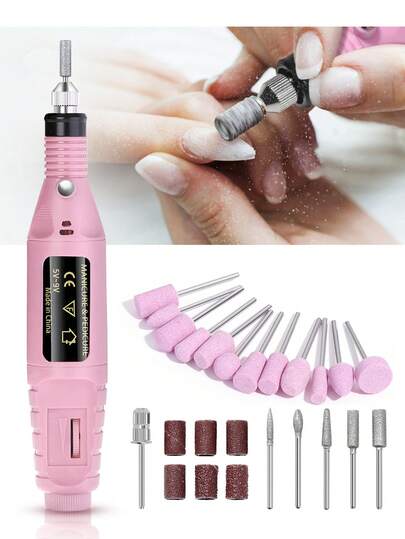 专业电动指甲钻机指甲锉美甲套装低噪音凝胶艺术去除剂修脚工具上釉抛光机抛光研磨机多种电动指甲钻头多功能美甲设备，可达到沙龙品质效果