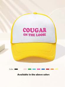 Mũ lưỡi trai in hình "COUGAR ON THE LOOSE" ngộ nghĩnh, có thể điều chỉnh kích cỡ, phù hợp cho ngày thi đấu, hoạt động ngoài trời, mùa xuân/thu, du lịch, bãi biển, thể thao, phong cách Y2K, trường học, mũ bố, mũ lưới, quà tặng ngày lễ tuyệt vời nhất. - Nhiều màu - Xem 10