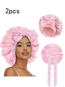 1/2/3 Stücke Elastische Satinsatin Schlafmütze/Make-up-Duschhaube/Tägliche Haarkappe für Frauen, Seide Satinkappe