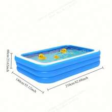 Extra große 3-lagige blau-weiße Boden PVC Schwimmbecken - rechteckiges Erwachsenenbecken für Outdoor, mit lebendiger Eisoberfläche, verstärktes Design für Haltbarkeit und Sicherheit, ideal für Sommerurlaub, Strandspiel und Familienspaß (mehrere Größen erhältlich, ohne Zubehör)
