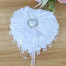 1 pieza Caja de anillo con forma de corazón blanco (anillo no incluido), caja de anillo de bodas, regalo del Día de la Madre, regalo del Día de San Valentín, soporte para anillo de bodas, suministros para decoración de bodas