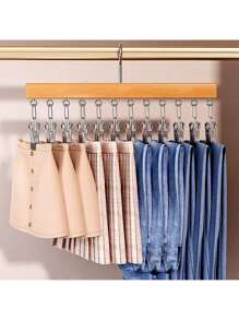 1 peça 12 clipes de cabide de madeira para chapéus, varal para secar roupas íntimas, gravatas, camisolas, cachecóis, cintos, organizador de armazenamento doméstico para banheiro, quarto, armário, guarda-roupa, casa, dormitório