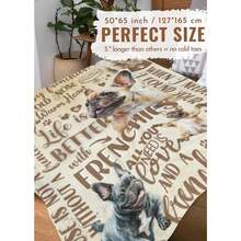 法国斗牛犬礼物，女士法国斗牛犬礼物，超柔软亲肤法兰绒毛毯 - 彩色 - 查看 4