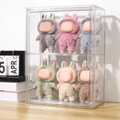 Display Case Compatible With Labubu , Acrylic Clear Display Box Shelf For Labubu Doll,Acrylic Display Case For Figures, 3 Tier Clear Wall-Mounted Storage Organizer, Display Box With Magnetic Door, Dustproof Showcase Cabinet For Doll Action Figure Collectibles (Without Dolls)