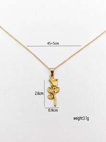 1 件 18k 镀金不锈钢玫瑰吊坠项链，适合女性日常佩戴和情人节礼物