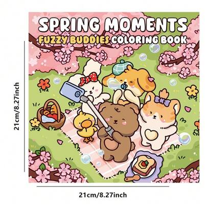 1 pièce [MOMENTS DE PRINTEMPS] Livre de coloriage à reliure spirale exquise CoCo, stylo feutre de coloriage mettant en vedette des personnages d'animaux super mignons, conçu pour être simple et facile à utiliser, relaxant l'esprit et le corps (espace de coloriage confortable), vous découvrirez de nombreuses histoires cachées intéressantes, cadeaux de rentrée scolaire, cadeaux de vacances