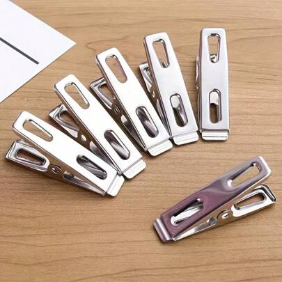 10/20/60/100pcs Stainless Steel Clothespins - Heavy Duty Non-Slip Anti-Wind Metal Clips, For Laundry, Lingerie, Socks - Durable Rust-Proof Indoor/Outdoor Use, Safe Grip Clothing Pins, Laundry Accessories | Modern Clothes Pins