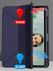 Transparent Acrylic Case Compatible With IPad Air 11 13 M2 2025 M3 Support Multi Angles Folding Y-Shaped Stand Cover Compatible A16 11th 2024 Air 5 Air 4 10.9 9th 8th 7th 10.2 5th 6th 9.7 10th Gen 2021 Pro 11 12.9 Mini6 7with Pencil Holder, Auto Wake/Sleep-Navy Blue - Navy Blue - View 4