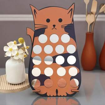 Feline Barista Wooden Cat Capsule Holder, Cute Pet Ornament + Capsule Storage Organizer, Home Decor Accessory