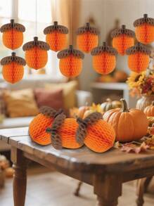 6 Pcs Thanksgiving Acorn Honeycomb Paper, Thanksgiving Centerpiece Decoration Autumn Tissue Paper Fall Halloween Centerpieces Honeycomb For Fall Tree Hanging Ornaments,Halloween Decor, Fall Decor, Halloween Decorations, Halloween Decorations Thanksgiving Party Supplies(Acorn)