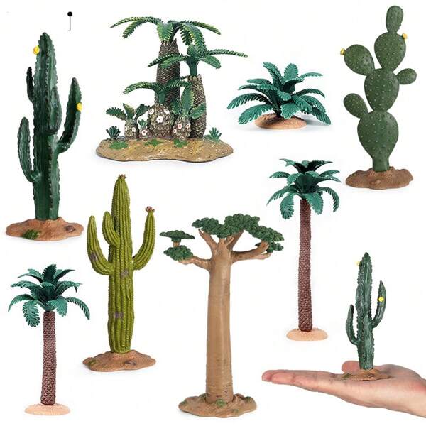 1 pieza Planta miniatura de simulación realista de cactus/baobab/manzano/árbol rocoso/accesorio de diorama, modelo ideal para paisajes en miniatura, macetas DIY, decoración de plantas para caja de arena y creación de escenas realistas