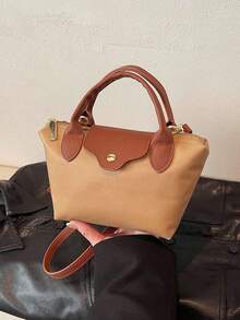 New Ladies Nylon Casual Solid Color Tote Shoulder Handbag Crossbody Bag - Khaki - View 11