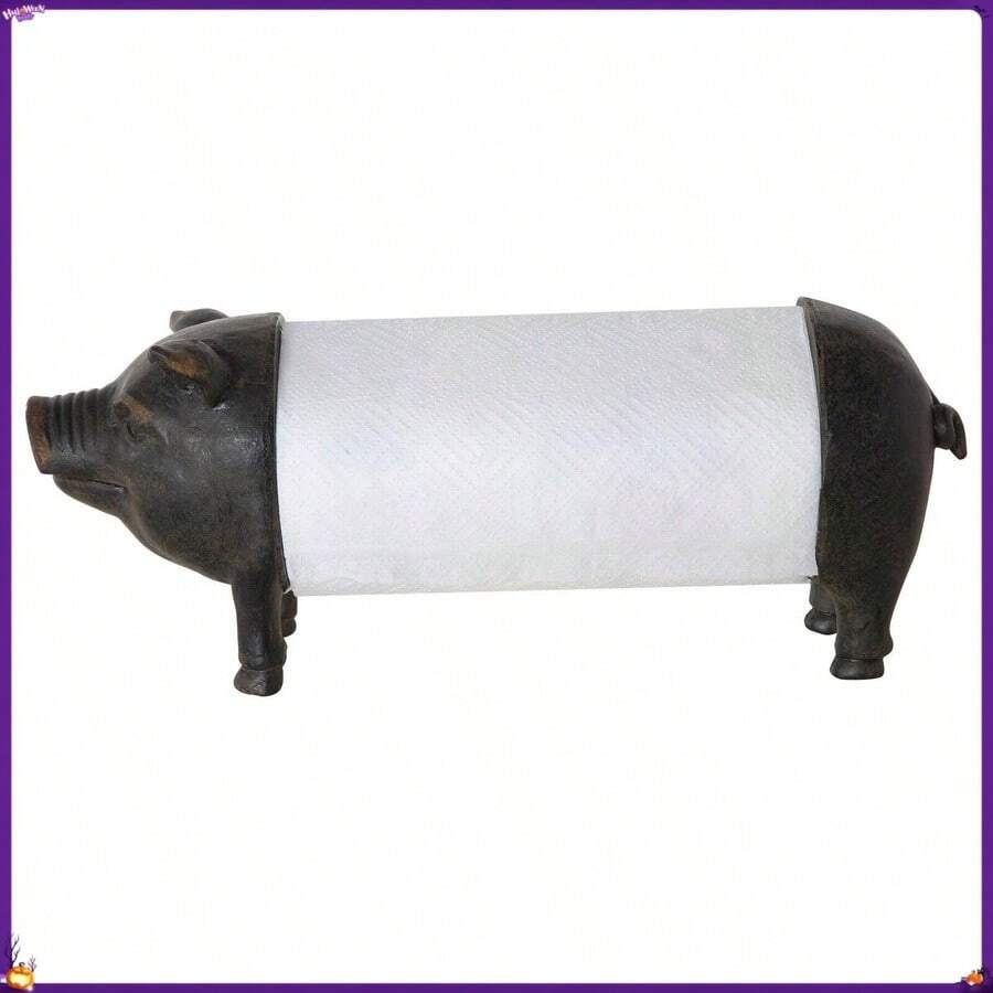 Antiqued Bronze Pig Paper Towel Holder - Multicolor - View 1