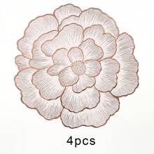 1 pièce/4 pièces/6 pièces/150 pièces Sets de table ronds en PVC style occidental avec motif pivoine, résistants à la chaleur, antidérapants, sets de table décoratifs pour hôtel, restaurant, fête, mariage, festival