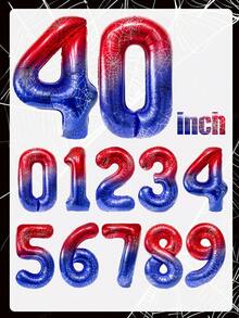 1 个巨型蜘蛛主题气球，40 英寸渐变红蓝铝箔气球，带蜘蛛网印花设计，适合蜘蛛英雄主题生日派对、男孩生日装饰、超级英雄派对、庆祝活动装饰、照片背景道具（数字 0-9） - 彩色 - 查看 9