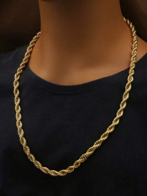 1pc Thick Braided Chain Necklace, Unisex Hiphop Style, Suitable For Travel, Holiday, Party, Valentine's Day, Father's Day