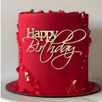 1pc "Happy Birthday" PMMA Cake Topper, Modern Letter Design Cake Decoration, Suitable For Birthday Party, Christmas, Happy Birthday Cake Gift Tower, Can Be Used For Birthday Party Decoration, Christmas, Cake Decoration, Cake Topper, Baking Supplies, Kitchen Essentials, Baking Decor, Baking Supplies, Cake Supplies, Holiday Gifts, Holiday Presents, Decorations