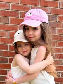 1PC Kids Adjustable Baseball Cap Smiling Face Embroidery For Boys Girls Toddler Summer Outdoor Sports Sun Protection Fashion Accessories