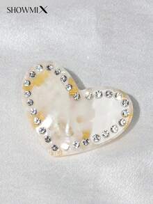 Customized Acetate Frame Hair Clips With Hand-Embedded Diamonds, Customized Logo Or Name, Versatile Heart-Shaped Hair Clips - Multicolor - View 8