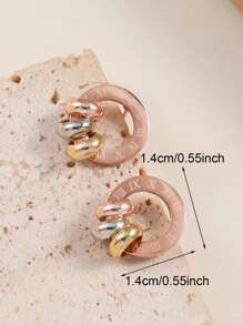 1 Par de Brincos Femininos Simples com Numerais Romanos Tricolores, Brincos Elegantes e da Moda para o Dia a Dia