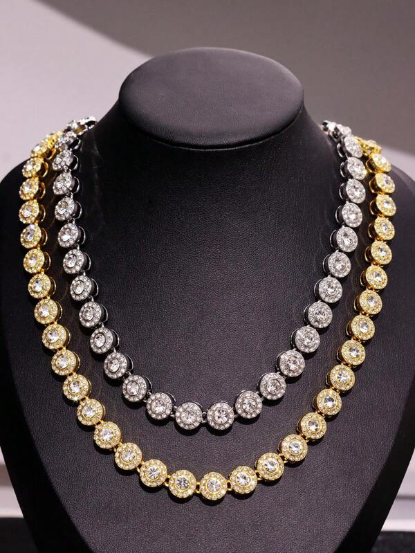 1 pieza Collar de Calle de Lujo, Único y con Estilo Punk, Adornado con Cristales Rhinestone para Hombre, Joyería de Calle para Uso Diario