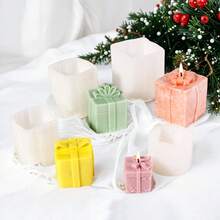 1 pieza Molde de vela con forma de caja de regalo de Navidad, molde de yeso o resina para jabón hecho a mano, decoración para fiestas navideñas y regalos manuales creativos - Blanco - Ver 1