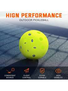 12pcs Pickleball Net Bag Packed USAPA Approved Outdoor Pickleball 40-Hole 74mm High Elastic Molded Pickleballs