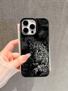 1 pieza Nuevo estuche protector de teléfono a prueba de golpes de TPU mate con estampado de labios negros y leopardo, compatible con Apple/ iPhone Compatible con iPhone 16 ProMax/15Pro/14Plus/13/12ProMax/11/S24 Ultra/S23 FE/S22/S21/S10/A54/A35/A14/A05S