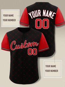 Custom Men's Baseball Jersey - Personalized Name And Number, Black Baseball Jersey, Loose Fit Breathable And Washable, Perfect For Casual Outings, Sports, Parties And Training - Black - View 2