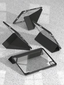 纯色Y型折叠式保护套，兼容iPad 11（A16 2025），多角度支架，笔槽，亚克力后盖，防弯折，磁吸式自动休眠/唤醒功能，适用于iPad第十代（2022），包含镜头保护膜，也适用于iPad Air 4/Air 5/Air 11（M2）/Air 11（M3）2025、iPad第七/八/九代（10.2英寸）以及iPad Pro 11（2018、2020、2021、2022），PU皮革材质，黑色