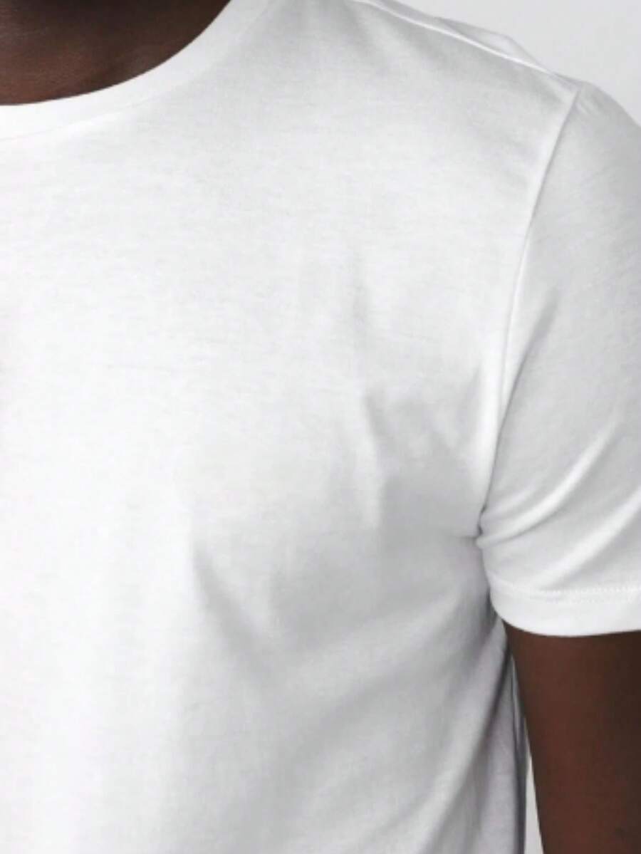 Men's Basic T-Shirt Peruvian Mesh 100% Cotton Shirt - White - View 1