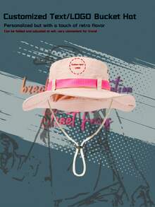 1pc Customized Drawstring Text/LOGO Unisex Summer Outdoor Casual Breathable Adjustable Bucket Hat, Summer Western Cowboy Hat Suitable For Outdoor, Mountaineering, Traveling, Hiking, Fishing, Best Choice For Gifts - Customized Pattern - View 22