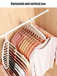 1pc-11 Holes Multi-Functional Seamless Coat Hanger Dormitory Home Hanging Clothes Magic Drying Rack Bedroom Wardrobe Storage Artifacts - Multicolor - View 12