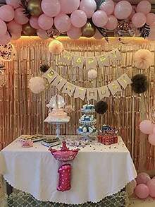 2pcs 3.2ft X 6.5ft Foil Curtain Decorations,Champagne Gold Tinsel Foil Fringe Curtains Streamers Backdrop For Birthday Graduation Wedding Engagement Bridal Shower Bachelorette Holiday Party Christmas Decoration