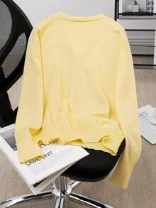 GIGOGOU Women's Casual Solid Color Knit Cardigan, Spring/Autumn - Yellow - View 3