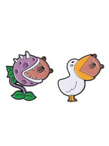 2 Stücke Enten beißen Capybara Panda Emaille Anstecknadeln, kundenspezifische Piranha Großmaul Blumen Broschen, Kragen Abzeichen, Kleidung Tier Schmuck Geschenk für Freunde