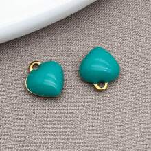 10pcs 8x9mm Cute Tiny Enamel Stainless Steel Heart Charms Mini Love Pendants For DIY Bracelet Necklace Earrings Jewelry Making Crafts Accessories