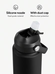 Meoky 710ml isolierte Wasserflasche mit Strohhalm und Griff, staubdichter Deckel, doppelwandiger auslaufsicherer Edelstahl - hält 24 Stunden kalt - Sportflasche für Gym, Reisen, Schule