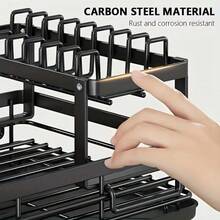 GROWSUN-Dish Drying Rack, 2 Tier Dish Racks For Kitchen Counter, Large Stainless Steel Kitchen Dish Drying Rack With Drainboard, Detachable Dish Drainers With Utensil Holders - Black - View 7