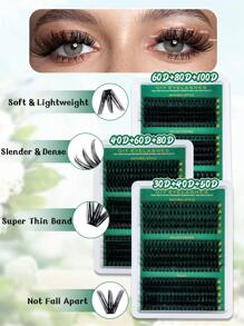 270pcs/290pcs/300Pcs Fluffy Lash Clusters 30D+40D+50D/40D+60D+80D/60D+80D+100D Individual Eyelash Thick Cluster Eyelash Extensions D Curl Lashes Clusters Individual Lashes 10-16MM Wispy Cluster Lashes