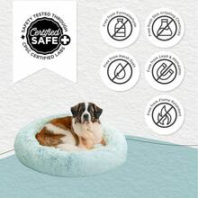 Best Friends By Sheri Original Calming Donut Dog And Cat Bed, Shag Faux Fur, Lavender, (36in X 36in) - Anxiety Relief For Pets Up To 100 Lbs - 淺藍色長毛絨 - 查看 6