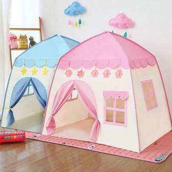 Tente château de princesse portable pour enfants - Mini maison de jeu avec des lumières LED colorées, jouet d'intérieur et d'extérieur pour le camping, la plage, la salle de jeux et la chambre
