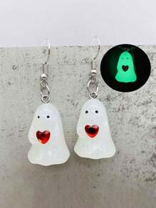 3 Stücke Halloween Mode Ohrringe 3D Stereoskopische Nachtlicht personalisierte Geisteranhänger Halskette Halloween Zubehör Frauen Geschenk
