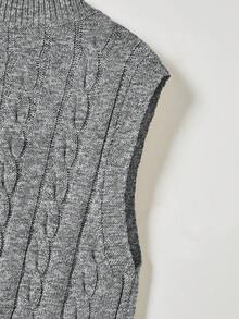 Men's V-Neck Solid Color Knit Sweater Vest - Grey - View 3