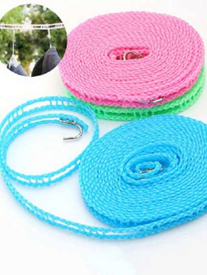 1 Clothesline, Indoor And Outdoor, No Holes, Windproof, Anti Slip, Hanging, Drying Clothes, Drying Blankets, Drying Ropes, Tendrils, Camping Accessories, Tendrils, Fence Style Clothesline, Suitable For Household Use, Outdoor Travel