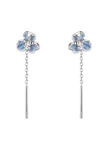 Pendientes de flor de iris azul de plata de ley 925 con piedras de circonita, regalo de uso diario de moda para mujeres, novias, madres, adecuado para Pascua, Día de San Valentín